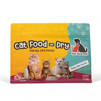 Pembungkusan bawah makanan kucing kering rata